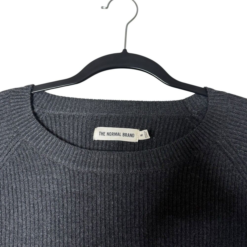The Normal Brand Women’s Collins Knit Crew in Charcoal Ribbed Size S Cozy Style‎ - Picture 3 of 6